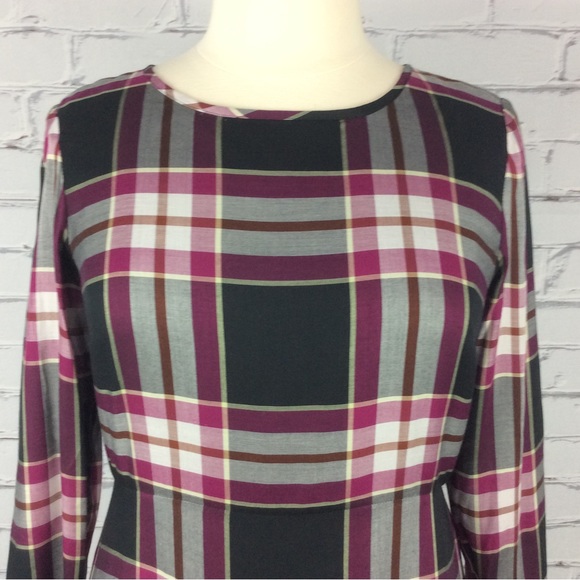 Loft Plaid Tie Back Dress, Size 12 - Picture 4 of 14